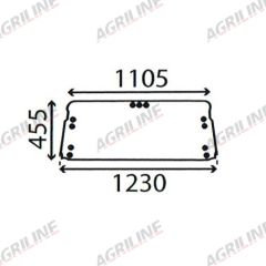 Cab Glass - Upper Rear Window - 83909856 suitable for Ford &amp; Fordson -  83909856