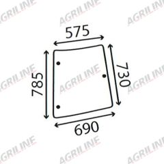 Cab Glass- Curved RH Corner - Green Tint suitable for Massey Ferguson -  3806590M2
