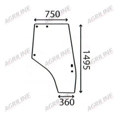 Cab Glass- MF 4200 4300 Series- Curved RH Door - Green Tint suitable for Massey Ferguson -  3825717M1
