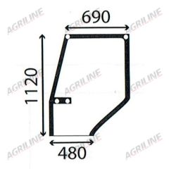 Cab Glass- Curved LH Top Door - Green Tint suitable for Case International -  1546818C2