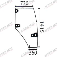 Cab Glass-Curved RH Door - Green Tint suitable for Case International -  192004A4  192004A5  192004A6