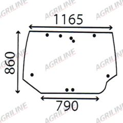 Cab Glass- Curved Rear Window - Green Tint suitable for Case International -  284947A2 220505A7