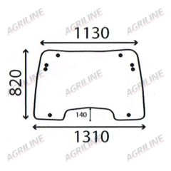 Cab Glass - Curved Opening Front Window- Green Tint suitable for New Holland -  