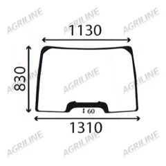 Cab Glass - Curved Front Window Fixed- Green Tint suitable for New Holland -  