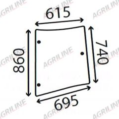 Cab Glass- MF 5400- RH Corner- Green Tint suitable for Massey Ferguson - 4272766M1