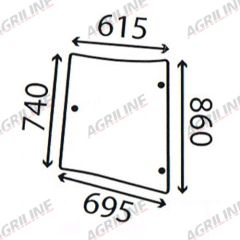 Cab Glass- MF 5400- LH Corner- Green Tint suitable for Massey Ferguson - 4272765M1