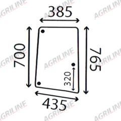 Cab Glass - RH Side Window- Green Tint suitable for John Deere -  L171975