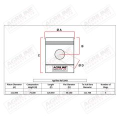 Piston, Pin & Clips 81865976 suitable for Ford & Fordson -