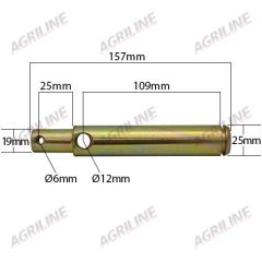 Top Link Pin (Cat. 2) suitable for Case International -  1536396C1  3074756R1  528084R1