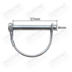 Shaft Locking Pin, Round: 8mm Ø x 57mm