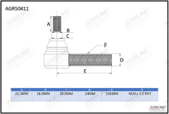 Track Rod End suitable for Massey Ferguson -  1824403M91  3426773M1  3426773M2