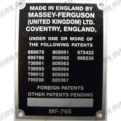 Commission Plate MF65 (1963-1964) suitable for Massey Ferguson -  