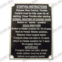 Starting Instruction Plate - MF65 All Models suitable for Massey Ferguson -  