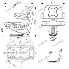 Wraparound Mechanical Suspension Seat- Blue suitable for Ford &amp; Fordson -  