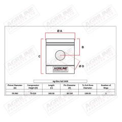 Piston, Pin & Clips suitable for Massey Ferguson - 3637031M91 3638460M91 3638755M91