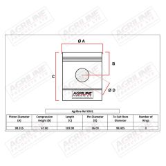 Piston, Pin &amp; Clips suitable for Case International -  3055329r92  3055335r93  3144450r92