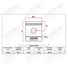 Piston, Pin &amp; Clips suitable for Ford &amp; Fordson -  83910837  D6NN6108F  81817242