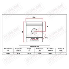 Piston, Ring &amp; Liner Kit suitable for Case International -  3144446R91  3218758R95