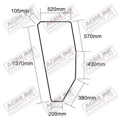Cab Glass- Curved LH Door suitable for Fiat -  5124414
