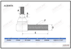 Steering Ram End 4WD suitable for Case International -  3221270R91