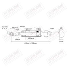 Hydraulic Top Link Kit (Cat. 3) with Knuckle / Hook Ends suitable for Ford &amp; Fordson -  