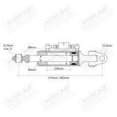 Hydraulic Top Link Kit (Cat. 2) with Knuckle / Ball Ends suitable for New Holland -  47137574