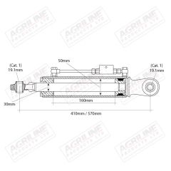 Hydraulic Top Link Kit (Cat. 1/1) with Ball / Ball Ends suitable for Case International -  1348047C1  1533258C1