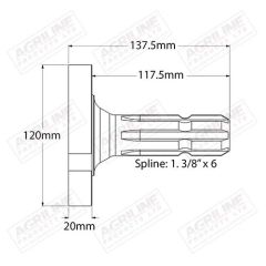Transmission PTO Output Shaft suitable for Massey Ferguson - 3716018H2 3716018M2