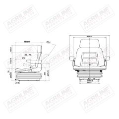 Mechanical Suspension Seat w/ Back Extension - Black Cloth suitable for Massey Ferguson -  