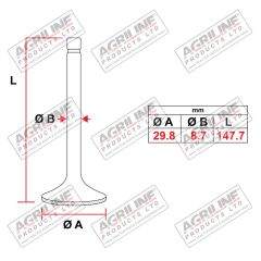 Exhaust Valve 3043825R1 suitable for Case International -  3043825R1