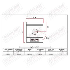 Piston, Pin &amp; Clips suitable for David Brown -  K949721