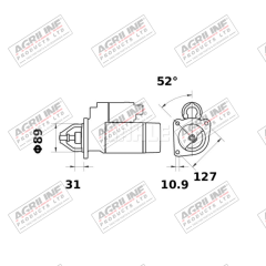 Starter Motor - 12V, 2.7Kw (Mahle) suitable for Fendt -  X830100001