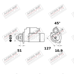 Starter Motor - 12V, 3Kw (Mahle) suitable for Zetor -  976111  976116  976117