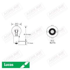 Bulb 12V 21W BA15S SCC S25- Single suitable for Case International -