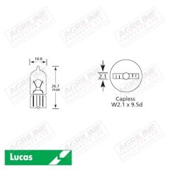 Bulb 12V 5W W2.1 X 9.5D T10- Single
