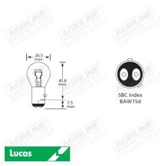 Bulb 12W 21/5W BAW15D SBC Red- Single