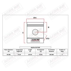 Piston, Pin &amp; Clips suitable for Case International -  B3367