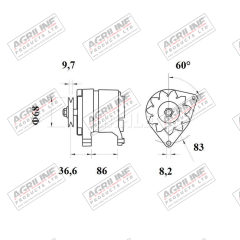 Alternator 14V, 55 Amps (Mahle) suitable for Massey Ferguson -  