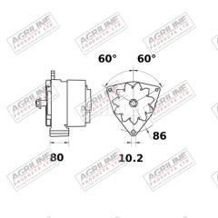 Alternator 14V, 55 Amps (Mahle) suitable for Massey Ferguson -  3589435M91  6228051M91  6237273M91