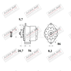 Alternator 14V, 55 Amps (Mahle) suitable for John Deere -  