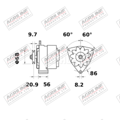 Alternator 14V, 65 Amps (Mahle) suitable for Fendt -  X830060020  X830060022  G345900011010