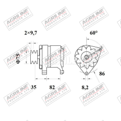 Alternator 14V, 65 Amps (Mahle) suitable for McCormick -  388189A1
