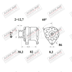 Alternator 14V, 65 Amps (Mahle) suitable for Landini -  3536265M91  3551780M92  3551780M91