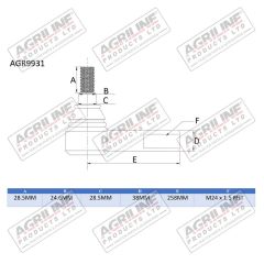 LH Track Rod End suitable for John Deere -  0501209474  0501210954  AL116740