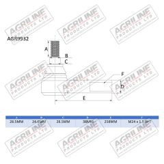 RH Track Rod End suitable for John Deere -  0501209475  0501210955  AL116741