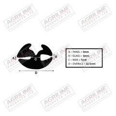 H' Type Glazing Rubber (10m Roll) suitable for Massey Ferguson -