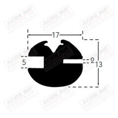 H&#039; Type Glazing Rubber (5m Roll) suitable for Ford &amp; Fordson -  