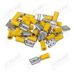 Part Insulated Spade Terminals Yellow Female 10mm (25 Pack)