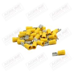 Part Insulated Spade Terminals Yellow Female 6mm (25 Pack)