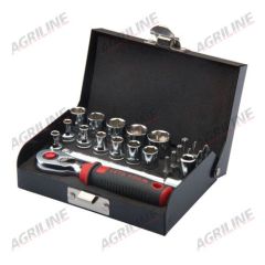 1/4&quot; Stubby Ratchet Socket and Bit Set Metric- 23 Piece